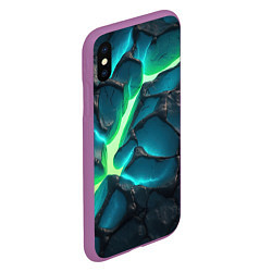 Чехол iPhone XS Max матовый Свечение из разлома плит, цвет: 3D-фиолетовый — фото 2