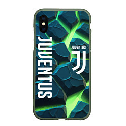 Чехол iPhone XS Max матовый Juventus green neon, цвет: 3D-темно-зеленый