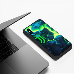 Чехол iPhone XS Max матовый Juventus green neon, цвет: 3D-черный — фото 2