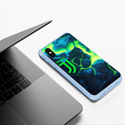 Чехол iPhone XS Max матовый Juventus green neon, цвет: 3D-голубой — фото 2