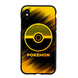 Чехол iPhone XS Max матовый Pokemon - gold gradient, цвет: 3D-черный