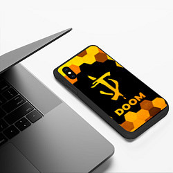 Чехол iPhone XS Max матовый Doom - gold gradient, цвет: 3D-черный — фото 2