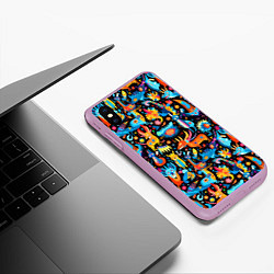 Чехол iPhone XS Max матовый Космические чудики, цвет: 3D-сиреневый — фото 2