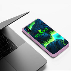 Чехол iPhone XS Max матовый CSGO зеленые разломленные плиты, цвет: 3D-сиреневый — фото 2