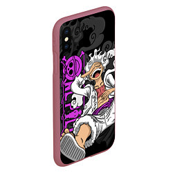 Чехол iPhone XS Max матовый One piece - Gear 5- purple, цвет: 3D-малиновый — фото 2