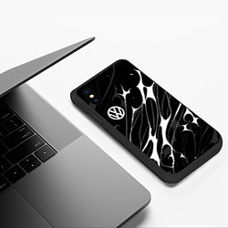 Чехол iPhone XS Max матовый Volkswagen - острые линии, цвет: 3D-черный — фото 2