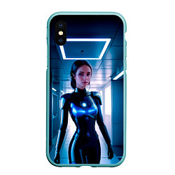 Чехол iPhone XS Max матовый Девушка биоробот на космической станции
