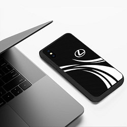 Чехол iPhone XS Max матовый Lexus - carbon line, цвет: 3D-черный — фото 2