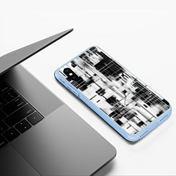 Чехол iPhone XS Max матовый Кибер Сетка гранж, цвет: 3D-голубой — фото 2