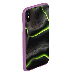 Чехол iPhone XS Max матовый Green black texture, цвет: 3D-фиолетовый — фото 2