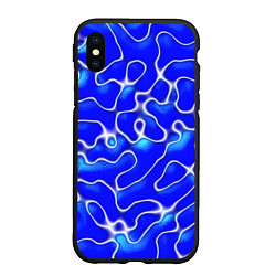 Чехол iPhone XS Max матовый Синий волнистый рисунок, цвет: 3D-черный