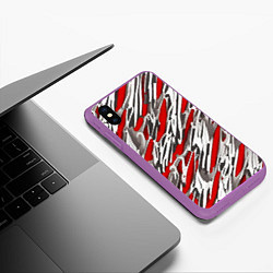 Чехол iPhone XS Max матовый Красные полосы за субстанцией, цвет: 3D-фиолетовый — фото 2