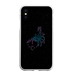 Чехол iPhone XS Max матовый Знак зодиака скорпион - космос, цвет: 3D-белый