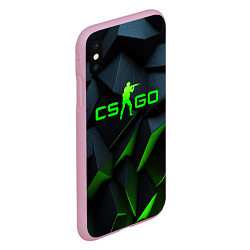 Чехол iPhone XS Max матовый CSGO green texture logo, цвет: 3D-розовый — фото 2