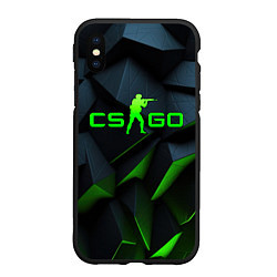 Чехол iPhone XS Max матовый CSGO green texture logo, цвет: 3D-черный