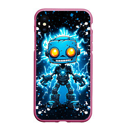 Чехол iPhone XS Max матовый Робот - comics art style, цвет: 3D-малиновый