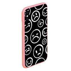 Чехол iPhone XS Max матовый Грустные черно-белые смайлики, цвет: 3D-баблгам — фото 2