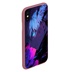 Чехол iPhone XS Max матовый Сатору Годжо - Магическая битва - неон, цвет: 3D-малиновый — фото 2