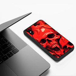 Чехол iPhone XS Max матовый Черепа красные, цвет: 3D-черный — фото 2