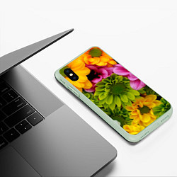 Чехол iPhone XS Max матовый Паттерн цветочный, цвет: 3D-салатовый — фото 2