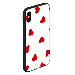 Чехол iPhone XS Max матовый Красные сердечки на белом, цвет: 3D-черный — фото 2