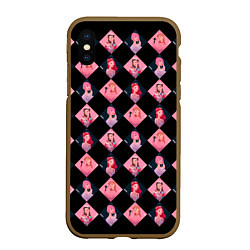 Чехол iPhone XS Max матовый Клеточка black pink