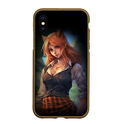 Чехол iPhone XS Max матовый Девушка лисица в школьной форме, цвет: 3D-коричневый
