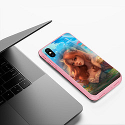 Чехол iPhone XS Max матовый Рыжая девушка лисица, цвет: 3D-баблгам — фото 2
