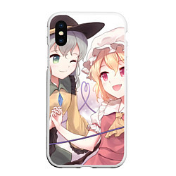 Чехол iPhone XS Max матовый Touhou Project Койши Комейдзи и Фландр Скарлет, цвет: 3D-белый