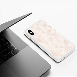 Чехол iPhone XS Max матовый Бежевый треугольный, цвет: 3D-белый — фото 2