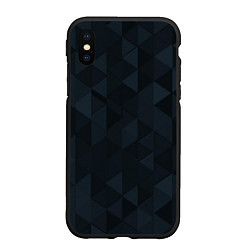 Чехол iPhone XS Max матовый Тёмно-синий треугольный, цвет: 3D-черный