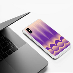 Чехол iPhone XS Max матовый Фиолетовый градиент в полоску, цвет: 3D-белый — фото 2
