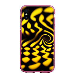 Чехол iPhone XS Max матовый Желтая футболка с воронкой, цвет: 3D-малиновый