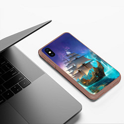 Чехол iPhone XS Max матовый Сказочный парусник, цвет: 3D-коричневый — фото 2