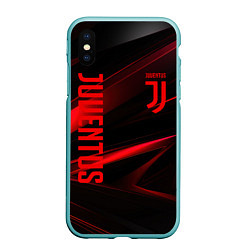 Чехол iPhone XS Max матовый Juventus black red logo, цвет: 3D-мятный