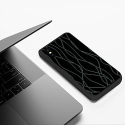Чехол iPhone XS Max матовый Чёрный с кривыми линиями, цвет: 3D-черный — фото 2