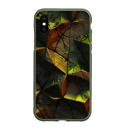 Чехол iPhone XS Max матовый Геометрические абстрактные фигуры, цвет: 3D-темно-зеленый