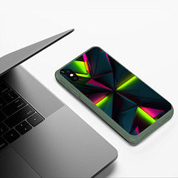 Чехол iPhone XS Max матовый Зеленые неоновые плиты, цвет: 3D-темно-зеленый — фото 2