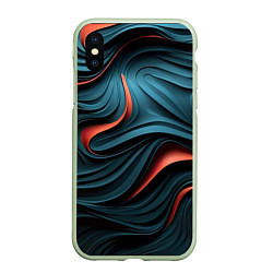 Чехол iPhone XS Max матовый Сине-оранжевая абстрактная волна