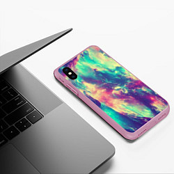 Чехол iPhone XS Max матовый Яркая футболка кислота, цвет: 3D-розовый — фото 2