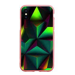 Чехол iPhone XS Max матовый Зеленый калейдоскоп абстракция, цвет: 3D-баблгам