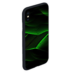 Чехол iPhone XS Max матовый Зеленые абстрактные полосы, цвет: 3D-черный — фото 2