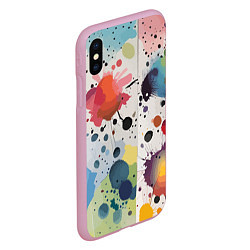 Чехол iPhone XS Max матовый Colorful blots - vogue - abstraction, цвет: 3D-розовый — фото 2