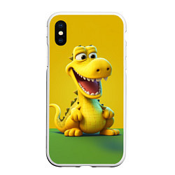 Чехол iPhone XS Max матовый Жёлтый крокодил, цвет: 3D-белый