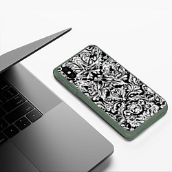 Чехол iPhone XS Max матовый Floral pattern - irezumi - neural network, цвет: 3D-темно-зеленый — фото 2