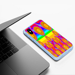 Чехол iPhone XS Max матовый Хохлома вариант 2, цвет: 3D-голубой — фото 2