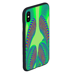 Чехол iPhone XS Max матовый Сине-зеленые изгибы, цвет: 3D-черный — фото 2