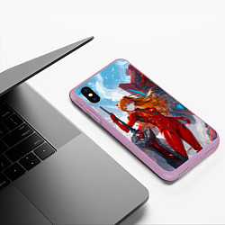 Чехол iPhone XS Max матовый Аска Еванеглион, цвет: 3D-сиреневый — фото 2