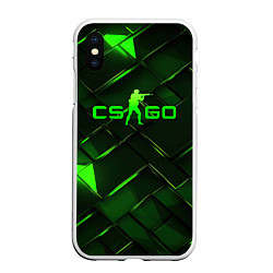 Чехол iPhone XS Max матовый CSGO green abstract elements