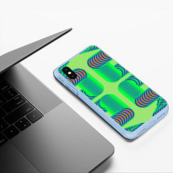 Чехол iPhone XS Max матовый Дуги на зеленом фоне, цвет: 3D-голубой — фото 2